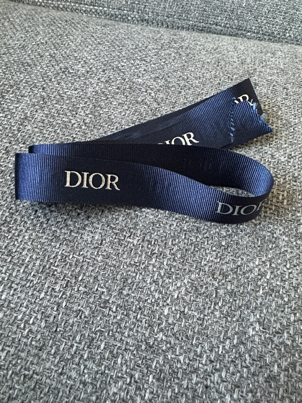 Dior Navy Blue Grosgrain Ribbon with Silver Logo Print